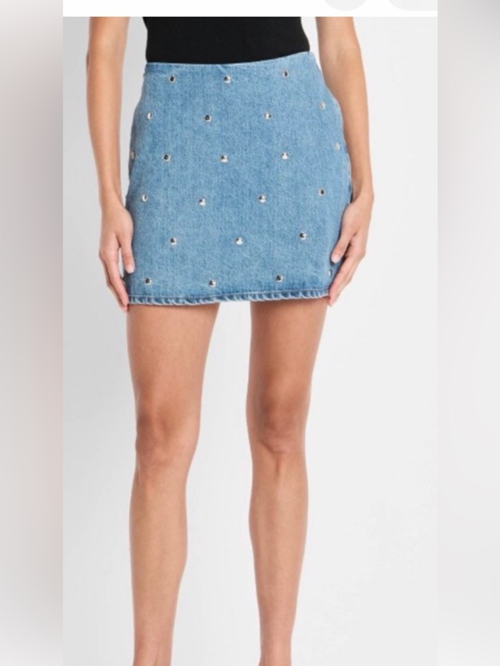 Future Collective Denim Studded Mini A-Line Skirt (Size 10) NWT